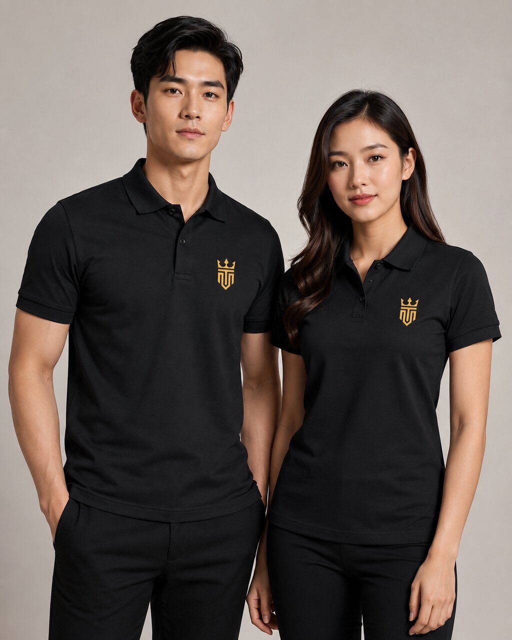 เสื้อโปโลสีดำปักทอง