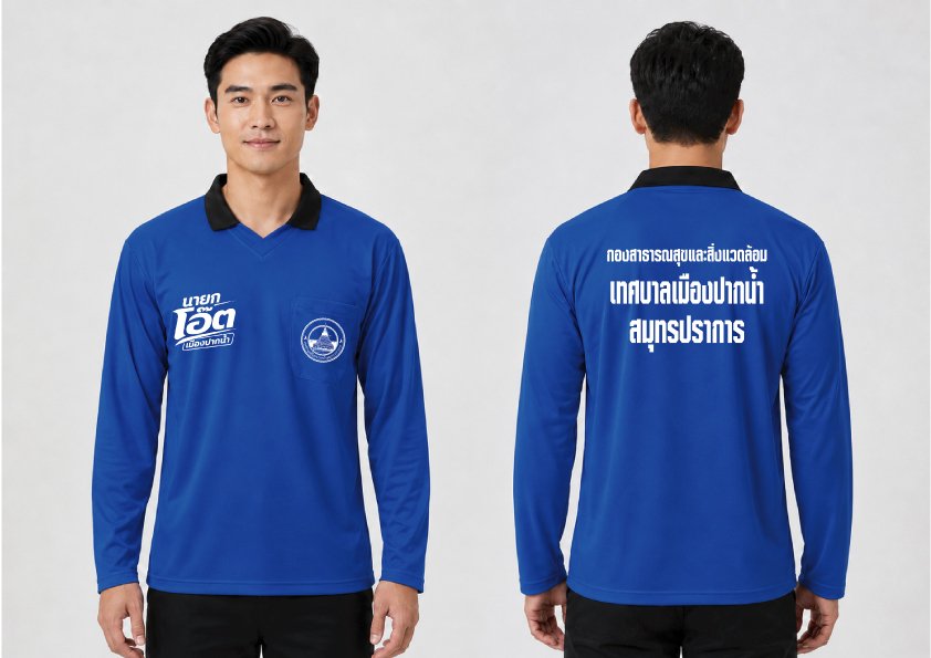 เสื้อโปโลแขนยาวสีน้ำเงิน
